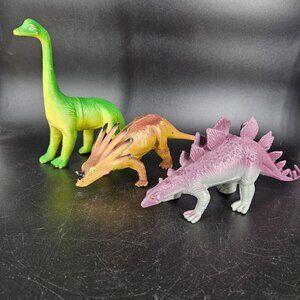 Vintage 1985 Imperial Dinosaur Toys Stegosaurus Triceratops Brontosaurus Lot 3